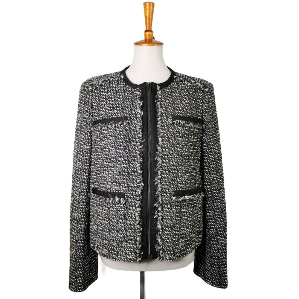 LK Bennett Jacket Tweed JK Malden Sz 12 US Black